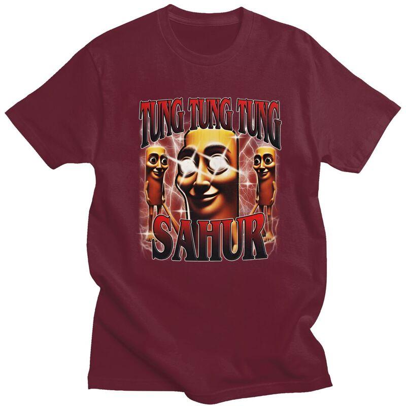 Men Tung Tung Tung Sahur Italian Brainrot T Shirts 100 Cotton Colthing Leisure Novelty Creative Graphics Tee Tops
