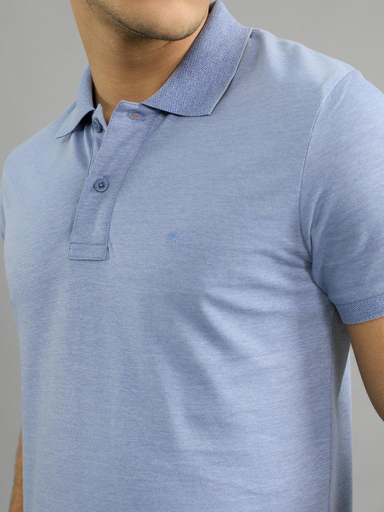 MONTE CARLO Men Regular Fit Light Blue Tshirt