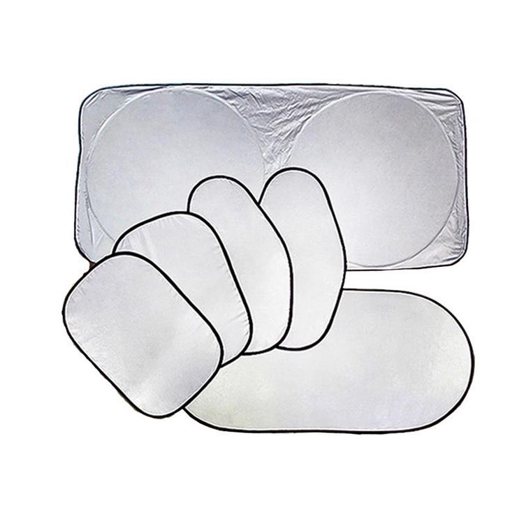 Silver-Coated Car Sunshade Set: 6-Piece Window & Windshield Sun Blocker