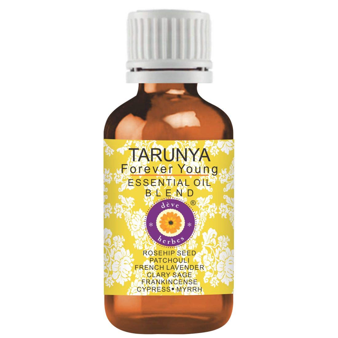 

Deve Herbes Tarunya - Forever Young - Anti Ageing Blend of Patchouli, Cypress, Clary Sage, Myrrh, Frankincense, French Lavender Essential Oi