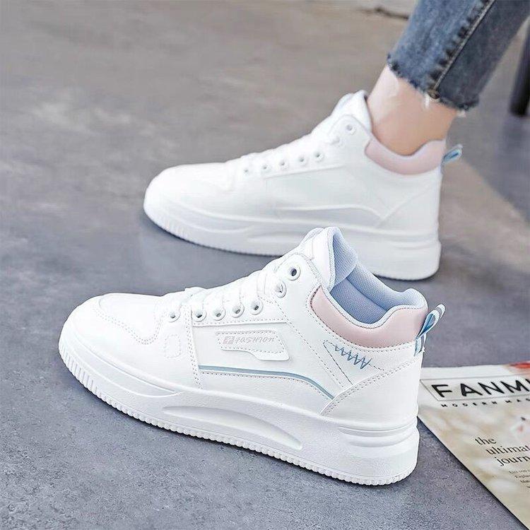 

Осенние бестселлеры, модные женские повседневные белые туфли в стиле Ins, мягкие спортивные женские туфли с высоким берцем на плоской подошве, оптовая продажа