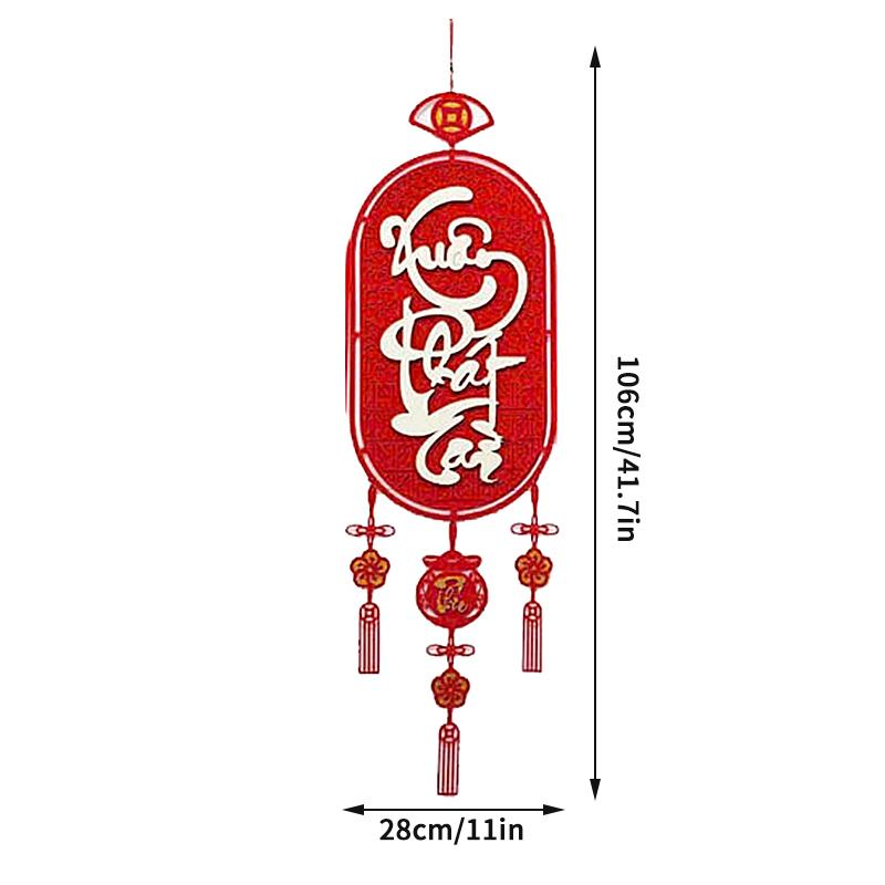 Lunar New Year Decoration Spring Festival Tassel Pendant Door Hanging Red Couplets Vietnam Characters Wall Decor Van Su Nhu Y