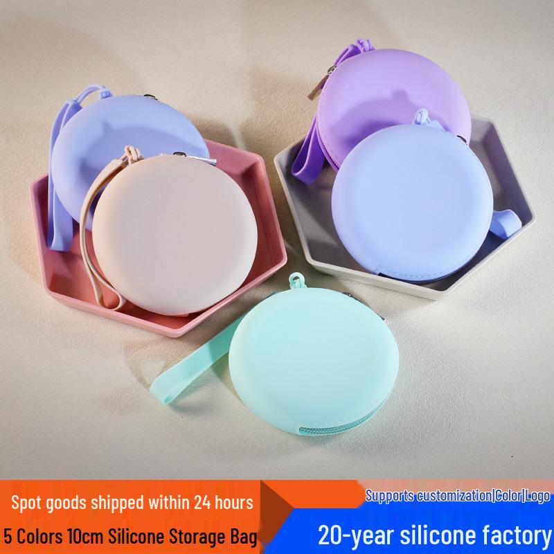 Waterproof Silicone Round Coin Purse - Earphone, Cable & Lipstick Storage Bag with Portable Zipper Key Holder