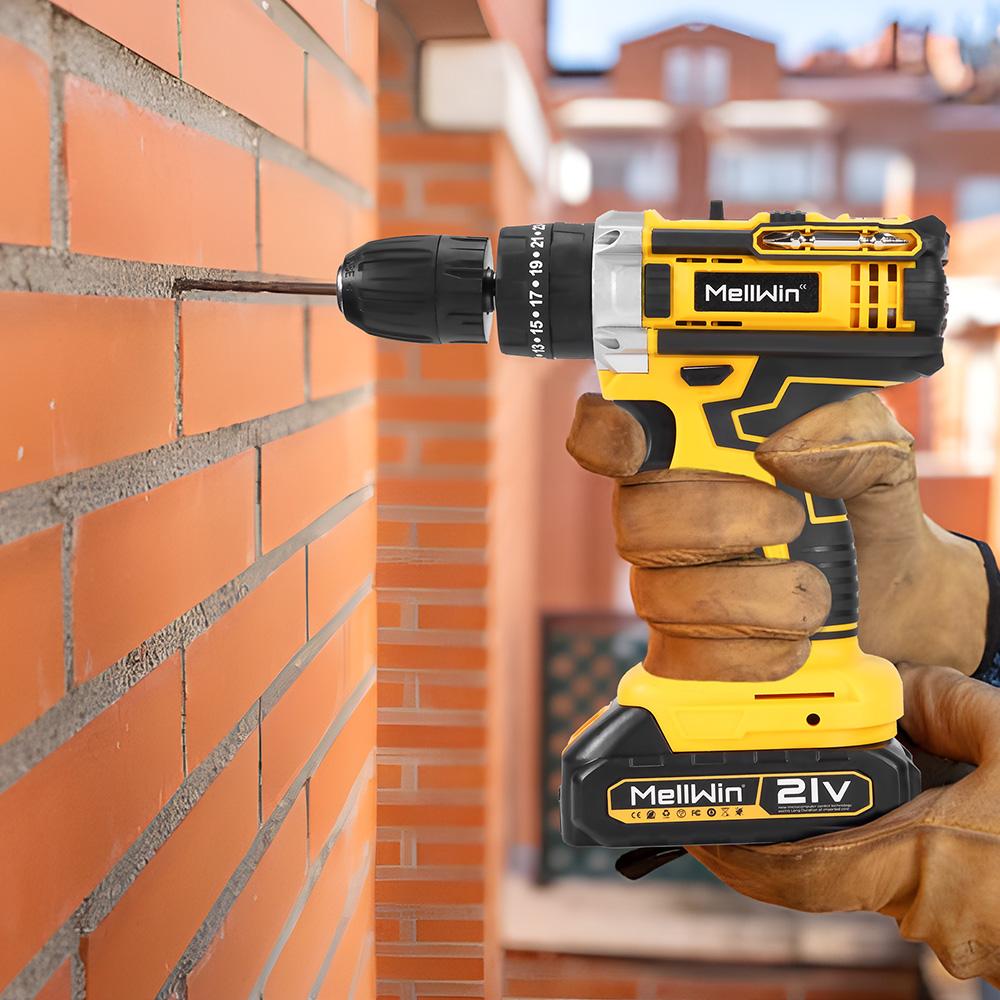 MELLWIN 25+3 Torque Electric Impact Drill Multipurpose Cordless Electric Screwdriver DIY Power Tool For Makita 18V Battery