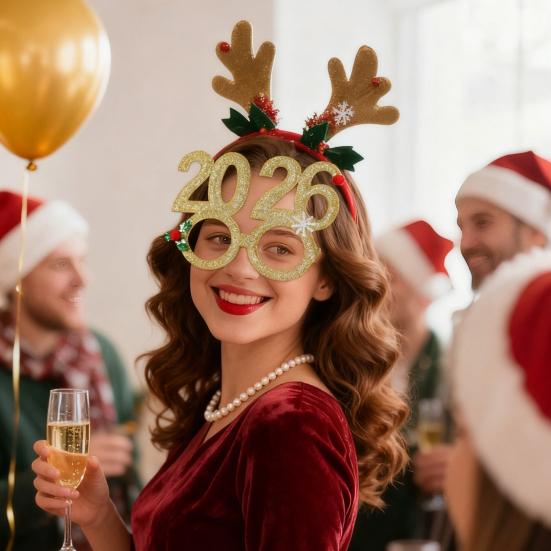 2026 New Year Eve Glasses Christmas Party Photo Props for Adults Kids Festive Celebration Eyewear for Countdown Party