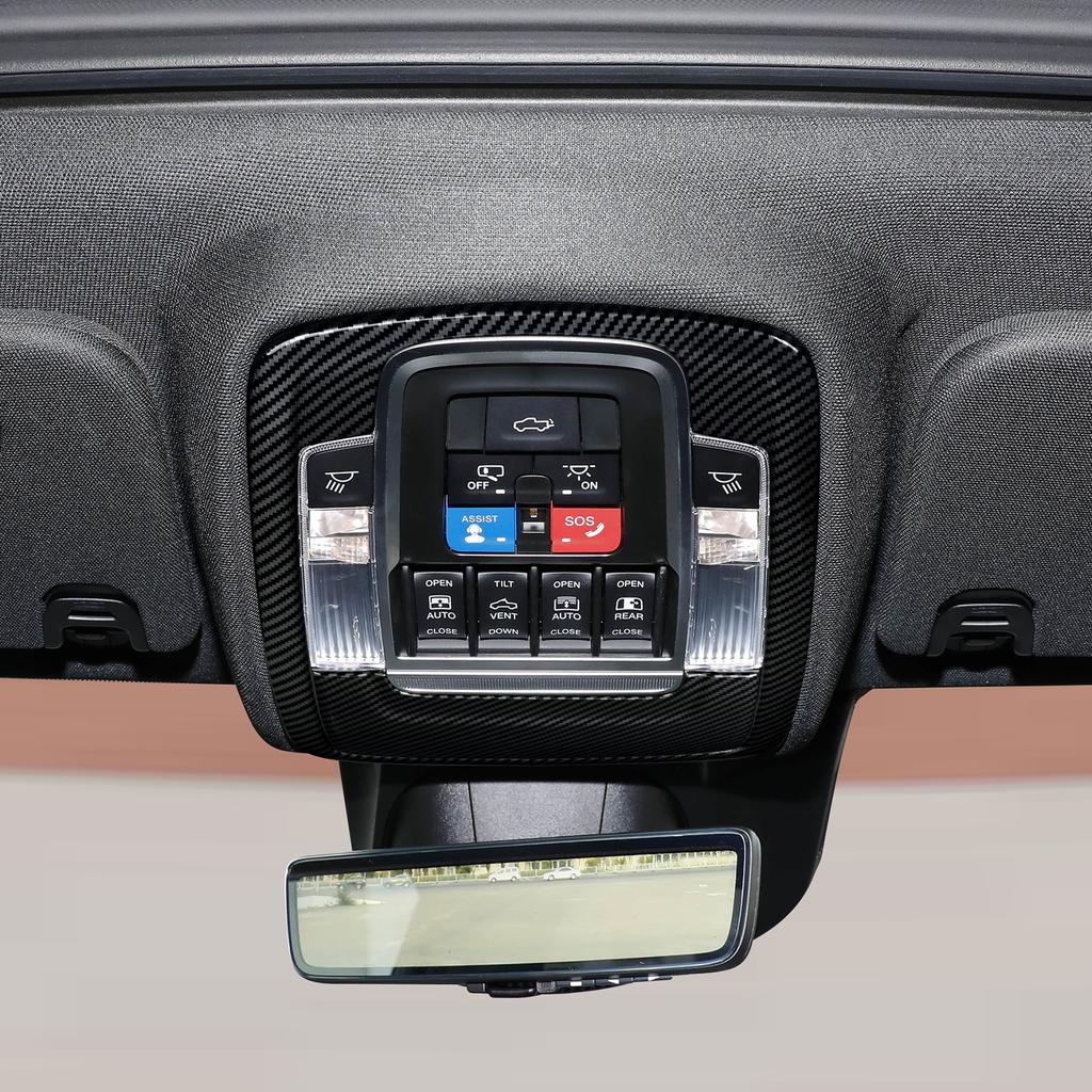 UAL3 For Dodge RAM 1500 2500 3500 2019-2026 Car Reading Lamp Frame Panel Carbon Fiber Interior Sticker ABS Trim Accessories