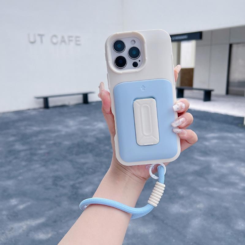 

Новый Роскошный Складной Чехол-Подставка с Карманом для Карт и Шнурком для Телефона iPhone 16 Pro Max E 14 11 12 13 15 Pro Max Задняя Крышка iPhone 15 Pro Max синий