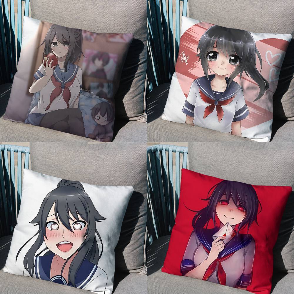 Yandere Simulator Ayano Aishi Print Throw Pillow Cover cm Square Cushion Case for Living Room Bedroom Decor