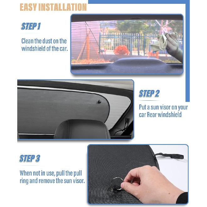 YAKEFLY Car Sun Shade,Car Rear Window Sunshade With Suction Cups,Car Sun Shade Windshield Sun UV Rays Protection,Rear Window Shade For Car Rear