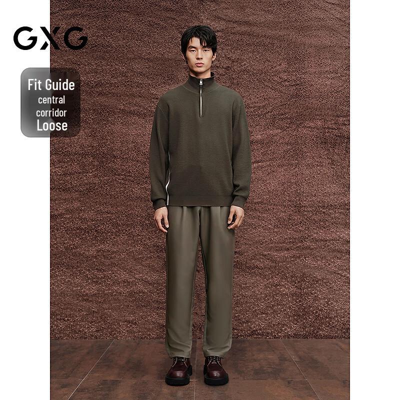 GXG Men's Polo Collar Half-Placket Wool Sweater