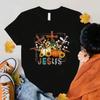 (Premium T-Shirt)Fall Pumpkin Jesus Printing T Shirt Wounisex T-Shirt Harajuku T-Shirt Fashion Summer Tops(Fast Delivery)