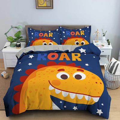 Cartoon Dinosaurier Katzenbettwäscheset Jungen Mädchen Einzelbett Queen-Size Bettbezug Kissenbezug Bett Kinder Erwachsene Mode Heimtextil