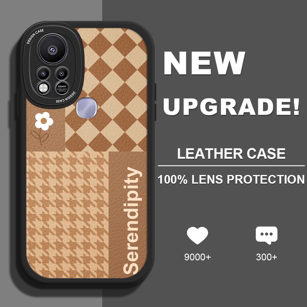 

Тонкий кожаный чехол с рисунком коричневого ромба, мягкий силиконовый чехол из искусственной кожи для iPhone Samsung Huawei Honor Xiaomi Redmi OPPO Realme Vivo Vivo Y91C/Y1S чёрный