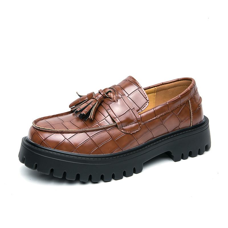 Men's foot cover big head leather shoes British style dress business casual shoes large size loafers fringed men's shoes