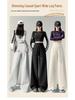 Women's American-Style Wide-Leg High Waist Sweatpants: Tummy Control, Loose Fit, Casual, Floor-Length for Spring & Autumn