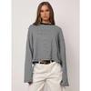Womens Striped Knit Long Sleeve Loose T Shirt