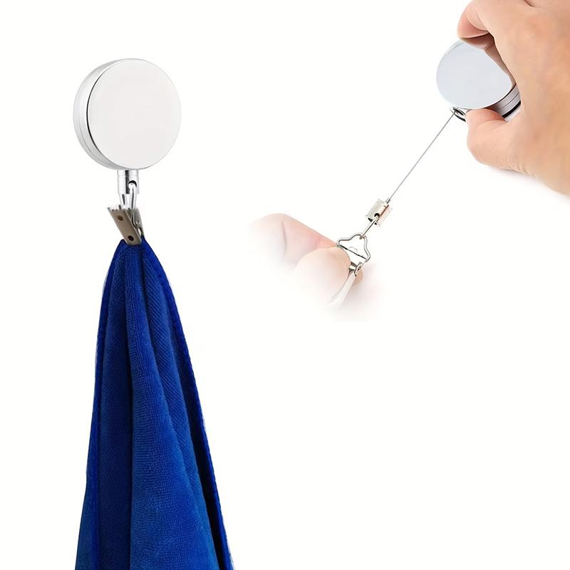 1/2/4Pcs Retractable Towel Rack Automatic Rebound No Drilling Self-Adhesive Wall-Mounted Hand Towel Holder With Strong Clips
