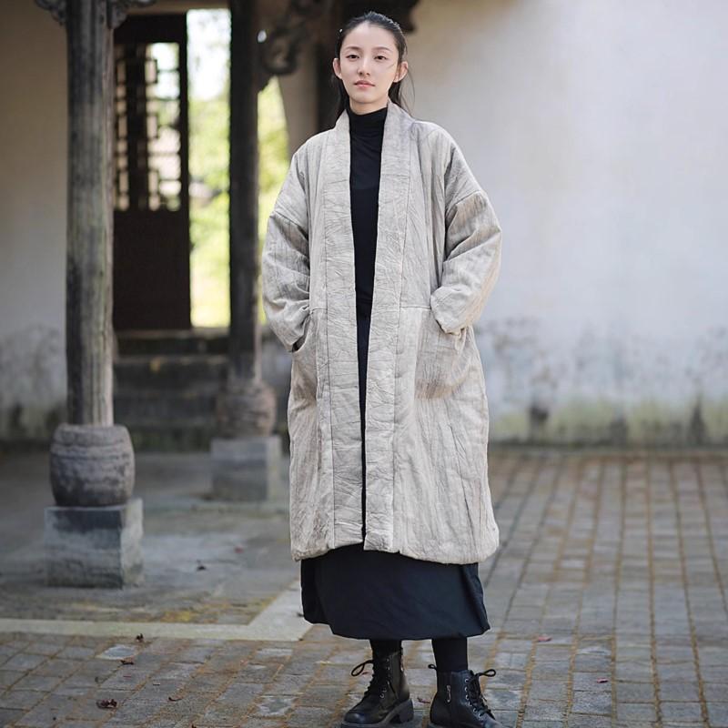 Johnature Abrigos de invierno cálidos con bolsillos y retazos de manga larga y escote en V estilo vintage para mujer