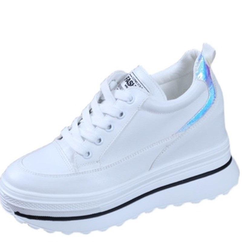 

Обувь Женская Весна Осень Белые Туфли Женские Толстый низ Увеличенный 8 см Всематчевые Повседневные Кроссовки Женщины