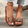 Ladies Shoes 2026 Hot Sale Open Toe Women's Slippers Summer Flowers Solid Outdoor Casual Beach Wedge Heel Large Size Slippers
