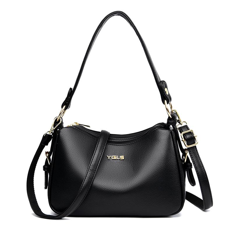 

Мягкая кожаная сумка через плечо для женщин, большая вместительная сумка-мессенджер, высококачественные однотонные сумки через плечо, модная сумка