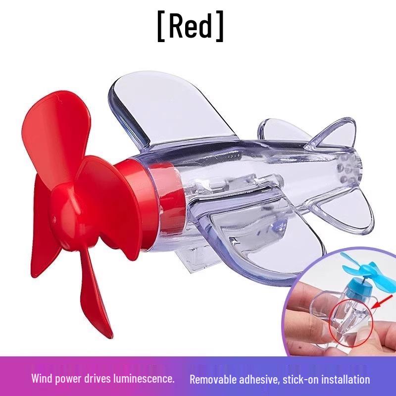 Wind-Powered LED Color Light Airplane Ornament for Cars and Motorcycles