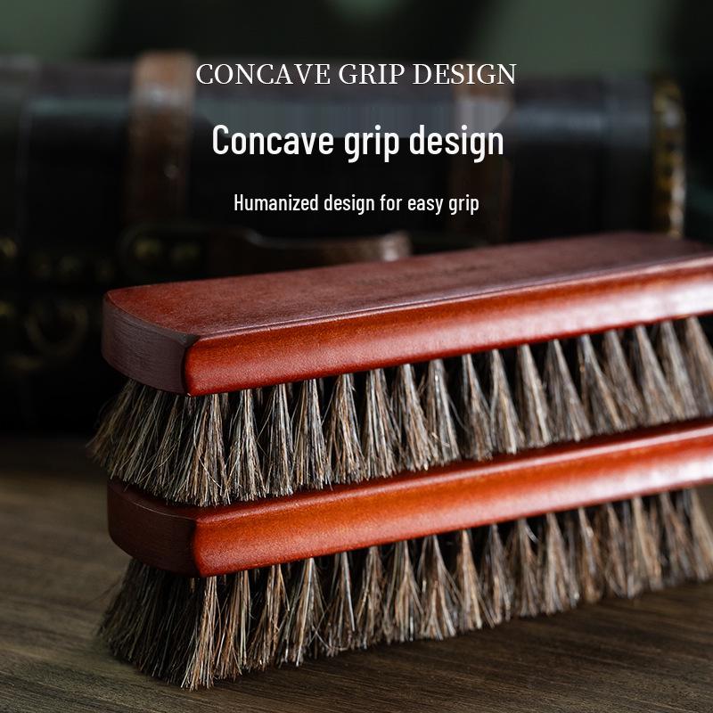Wooden Handle Horsehair Shoe Brush for Polishing and Leather Care - Available in Large and Small Sizes