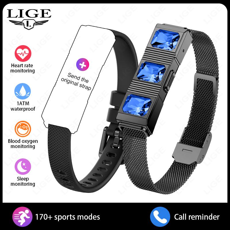 

Fashion Rhinestone Smart Bracelet Health Tracker Sleep Heart Rate Monitor Sport Band Smart Watch 1ATM Waterproof For Android IOS чорний