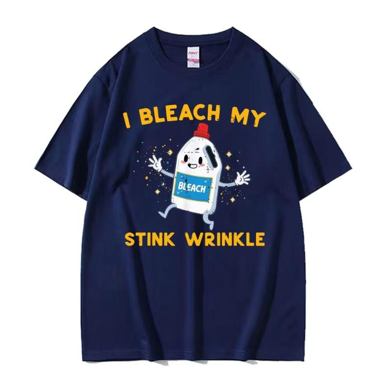 Retro I Bleach My Stink Wrinkle Funny Joke Humor Rude Gift T Shirts Men Women High Street Oversized Tshirt Summer Tops Tshirts