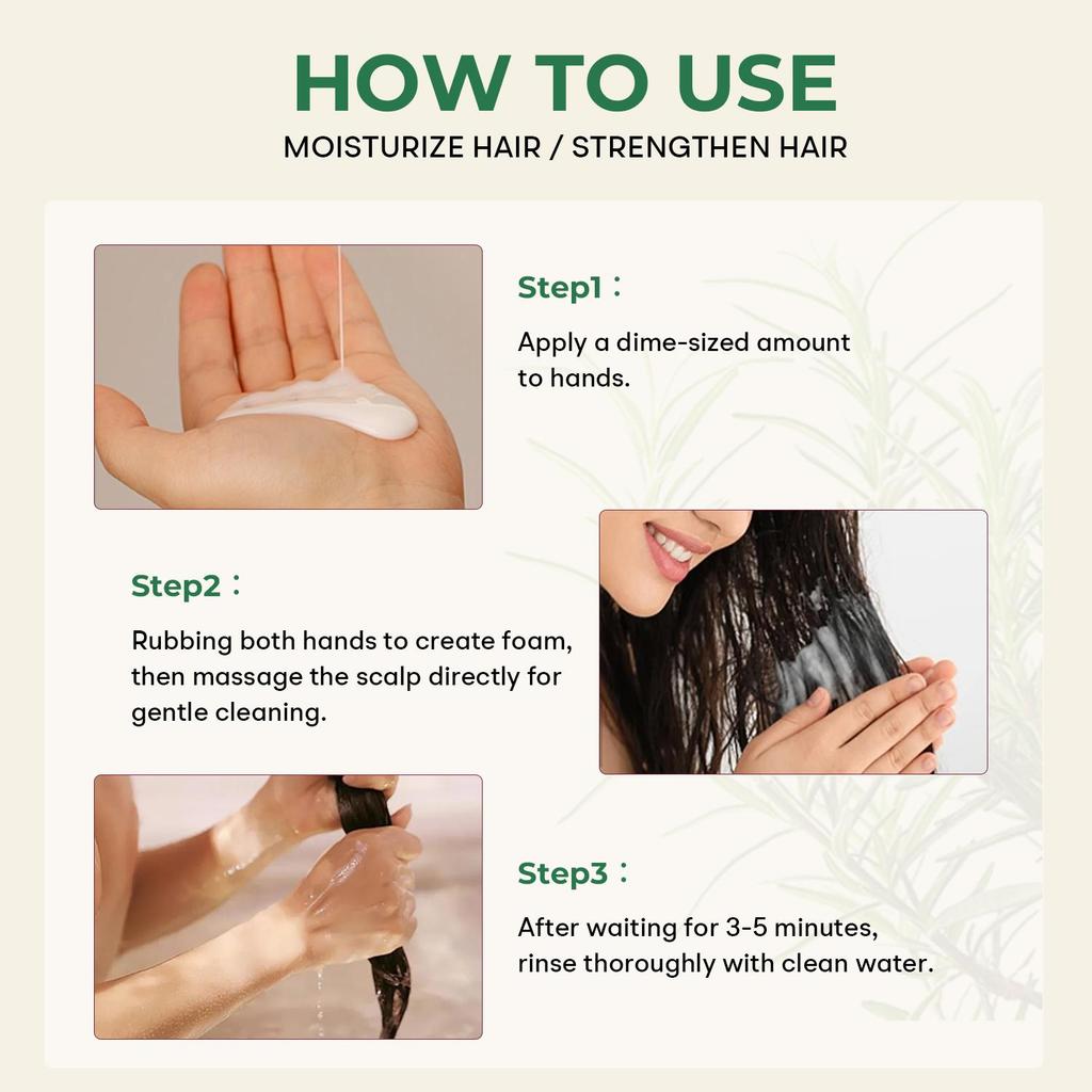 Rosemary Shampoo-Gentlw Cleanses Nourishes & Purifies Hair & Scalp-Suitable for All Hair Types, 300ml