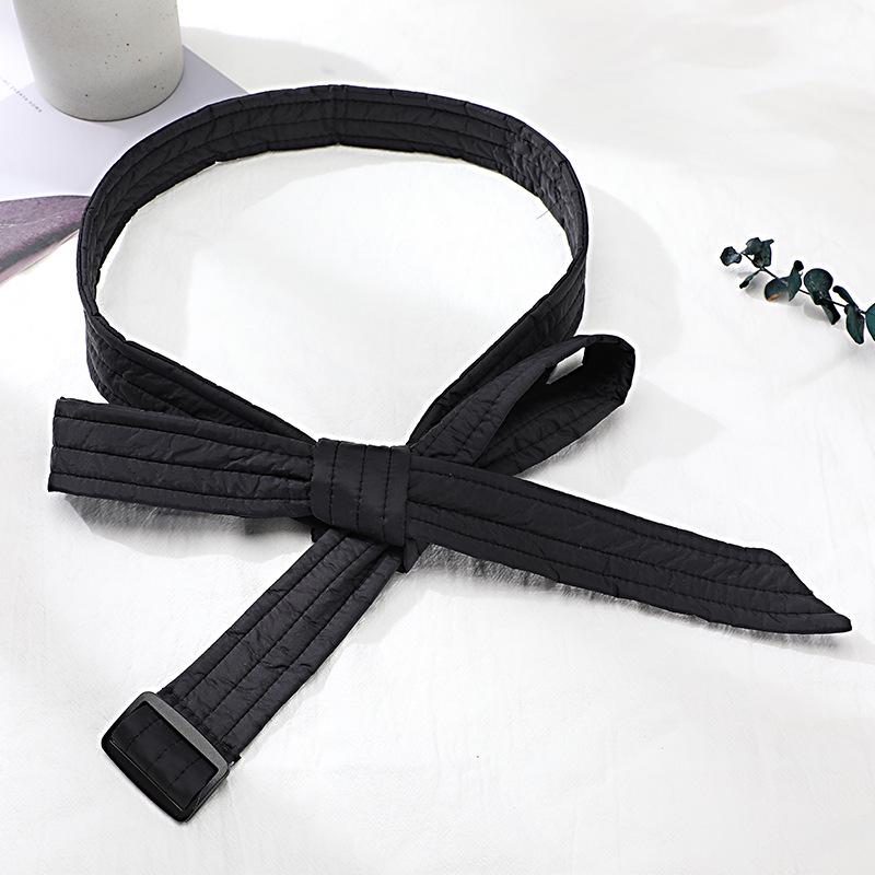Women's Decorative Cotton-Padded Down Jacket Waist-Cinching Leather Belt Tie