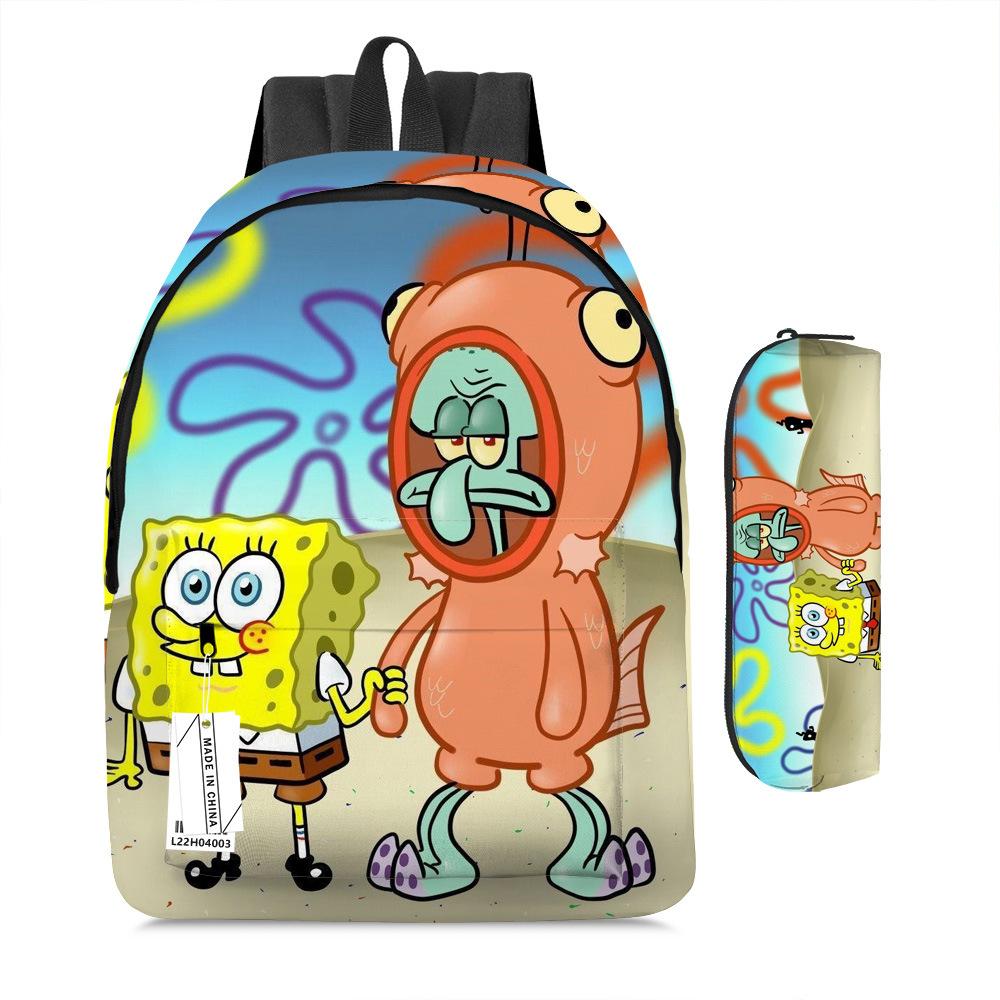 Spongebob Squarepants Children'S School Bag Male And Female Students Backpack Kindergarten Cute Cartoon Backpack Pencil Bag