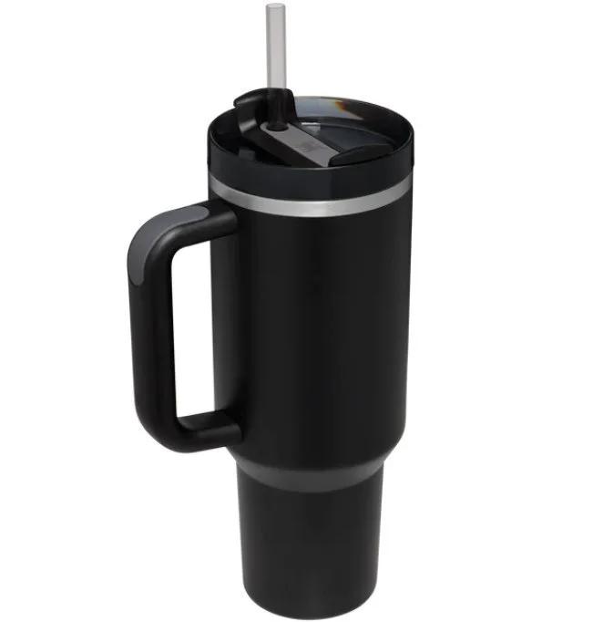 Steel Vacuum Insulated Tumbler Double Wall Vacuum Travel Water Bottle 40oz Insulated Tumbler with Straw Lid and Handle