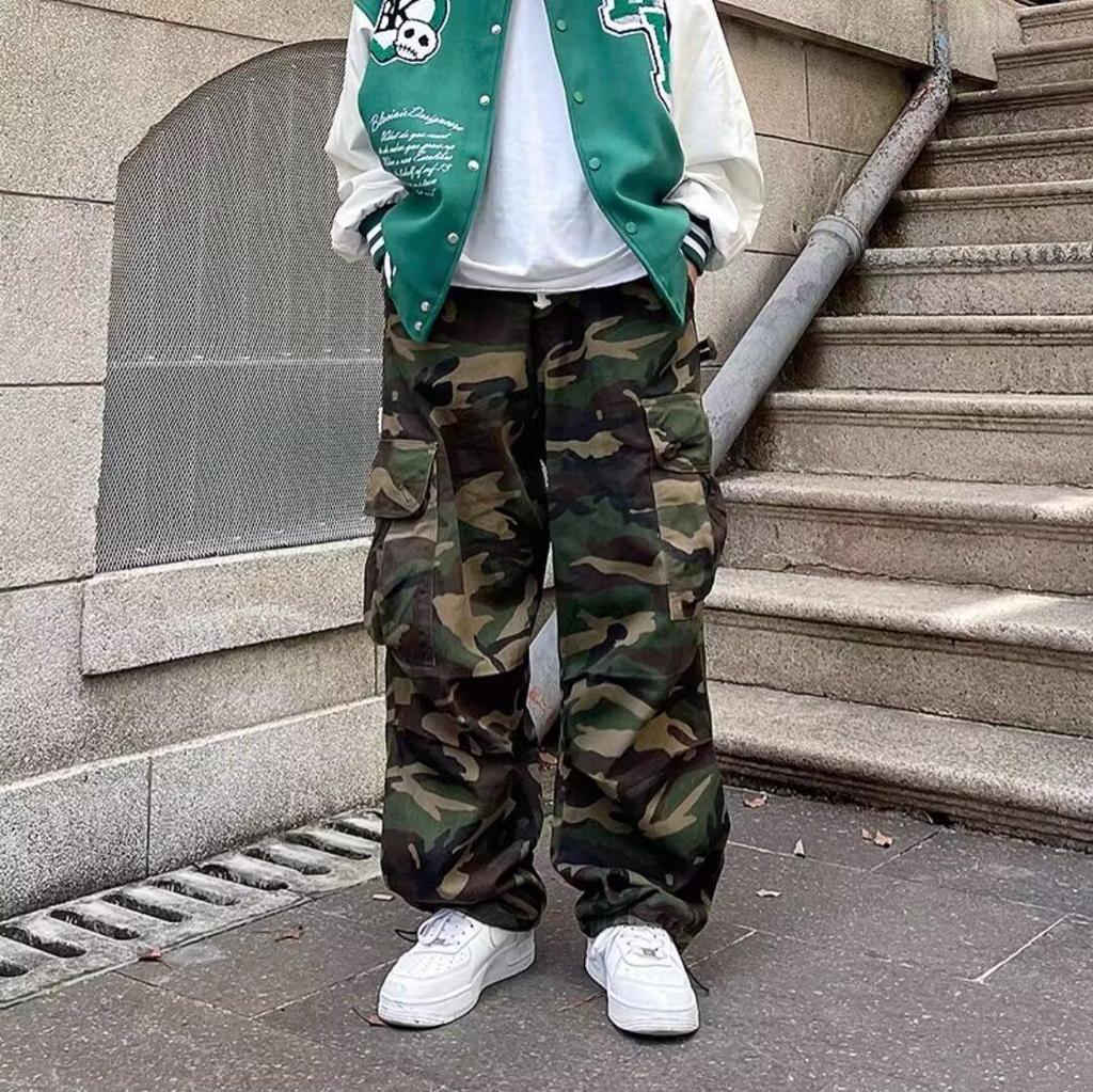 Unisex Camouflage Straight-Leg Pants - Spring/Summer Trendy Hip Hop Style