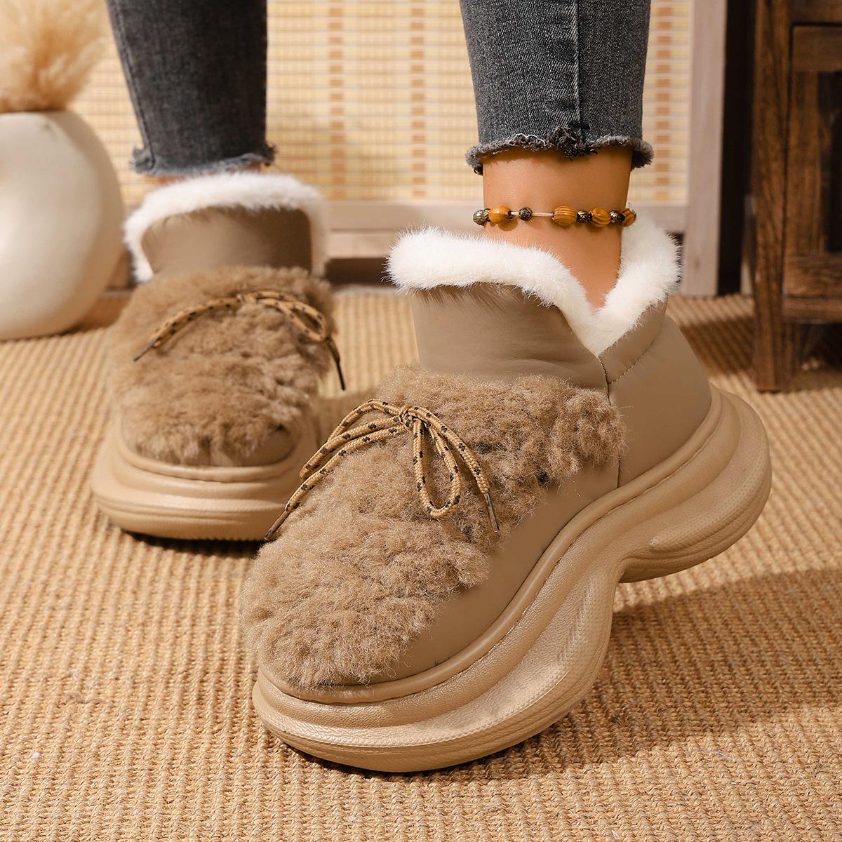 

Women s Wide Width Faux Fur Lace-Up Boots - Winter Fashion Slip-Resistant Snow Shoes, Cozy Casual Booties for Fall 41 верблюд