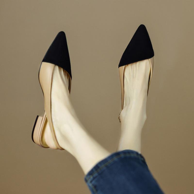 Damen Sommersandalen Luxus Elegante Kunstleder Barfußschuhe Für Damen Outdoor Fashion Low Heels Spitzschuh Sandalen