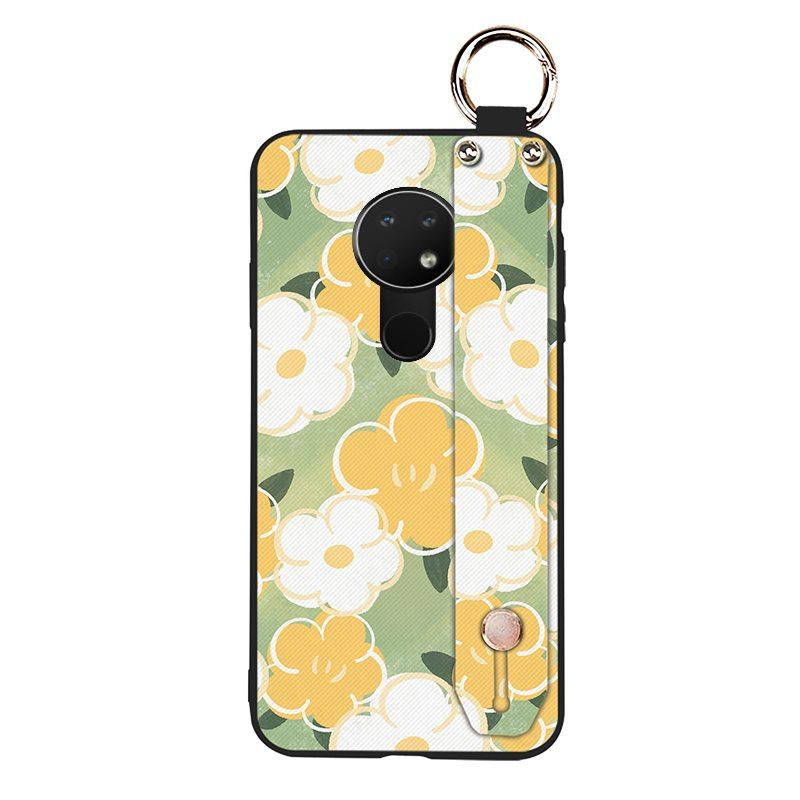 Anti-knock Flower Phone Case For Nokia 6.2/7.2 Dirt-resistant Silicone Oil Painting Waterproof Soft Case Wristband Ring