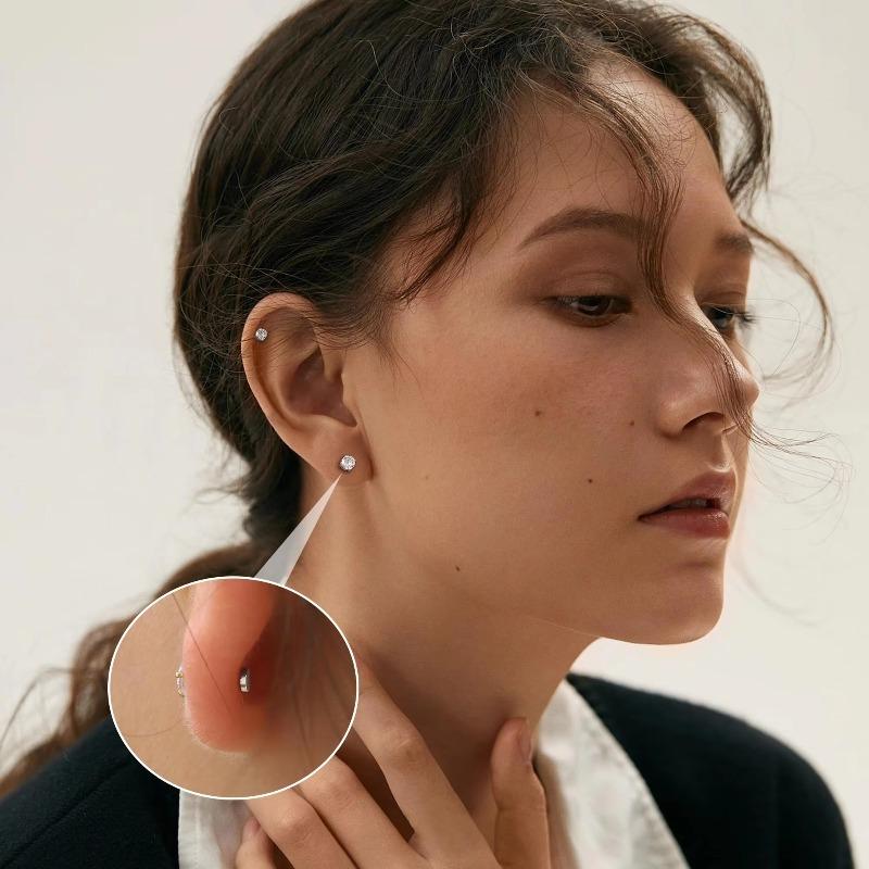 6-8MM Manyetik Küpeler Erkek Kadın Parlak Yuvarlak Zirkon Saplama Küpeler Deliksiz Hipoalerjenik Paslanmaz Çelik 1 Çift