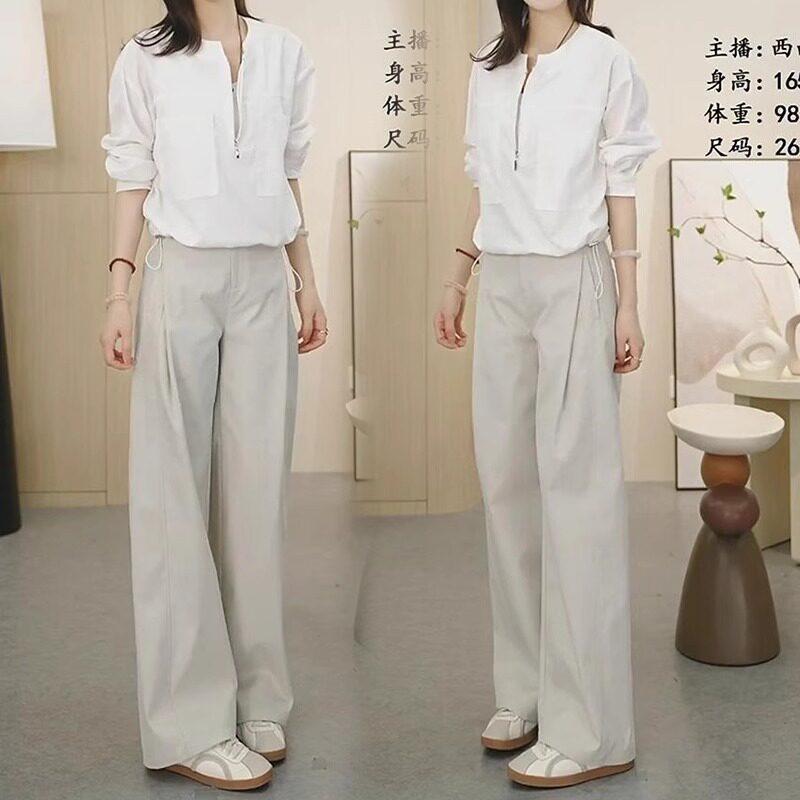 Fashion Loose and Versatile Casual Straight-leg Pants Women's 1116 Summer Thin High-waisted Thin Narrow Wide-leg Pants