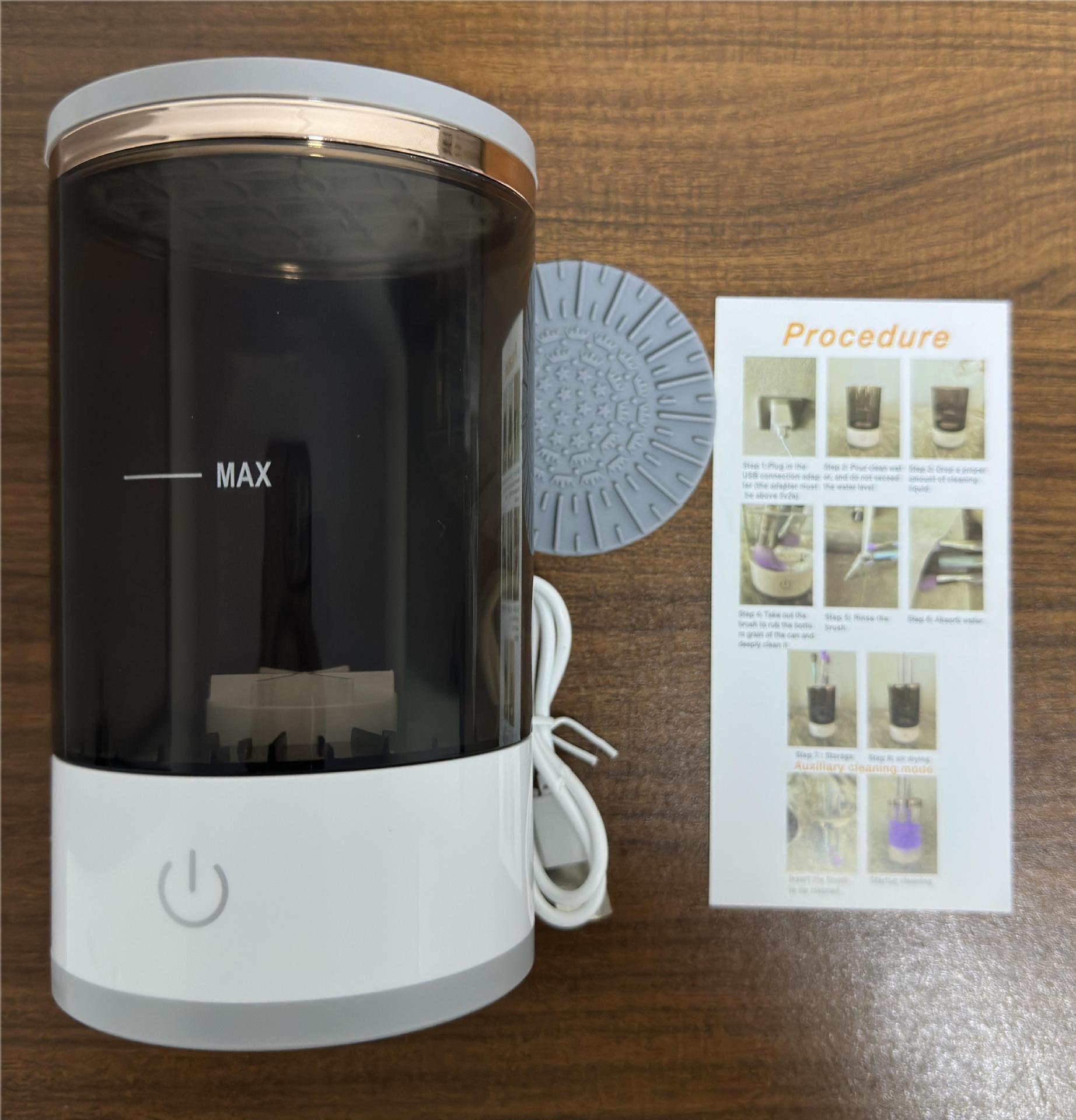 Электрический очиститель для инструментов для макияжа, автоматический USB-плагин, ленивый ящик для хранения инструментов для кистей чёрный