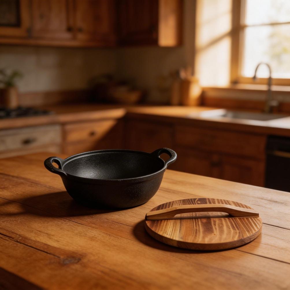 Cast Iron Wok Flat Bottom Frying Pan Non-stick Pot Easy Maintenance