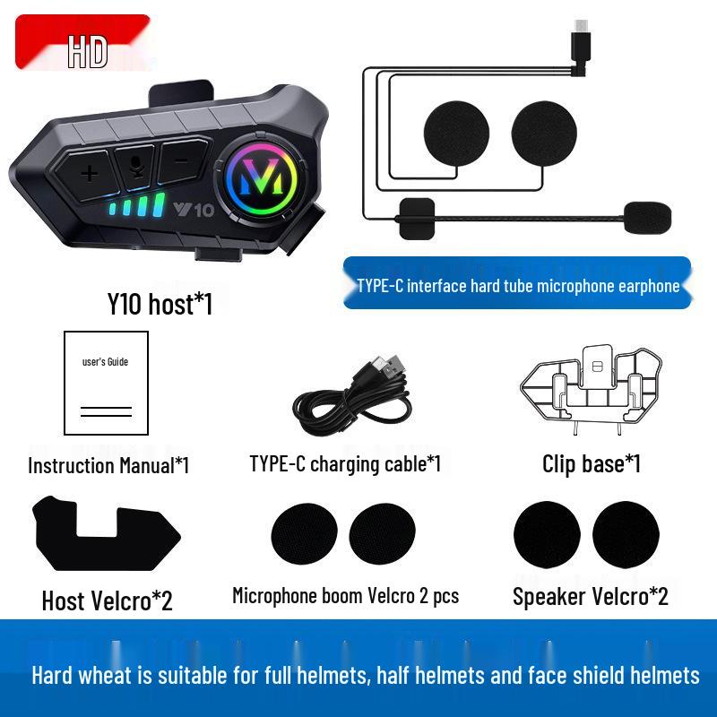 

Y10 Bluetooth Motorcycle Helmet with Built-in Intercom and Waterproof Design. Black + Soft Microphone