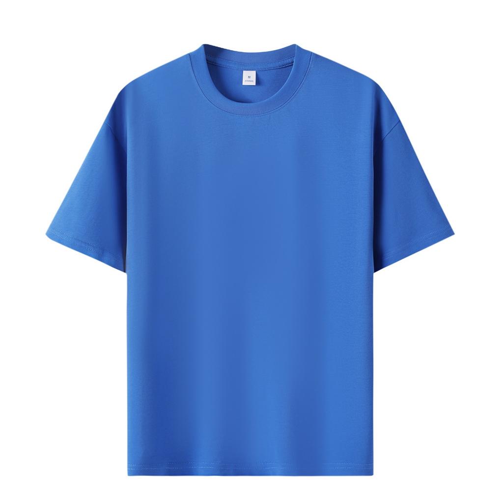 Unisex Round Neck Short Sleeve Loose Fit T-Shirt Cotton Solid Heavyweight Top