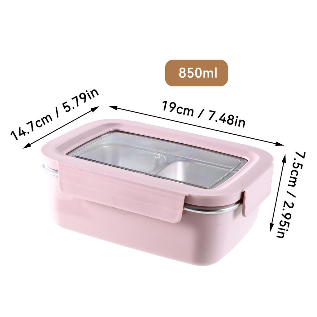 304 Stainless Steel Bento Lunch Box For Kids Students Portable Sealed Fruit Salad Food Container With Compartment Microwave Safe