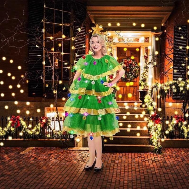 Christmas, Adult Cute Green Elf Christmas Tree Costume Christmas Day Costume