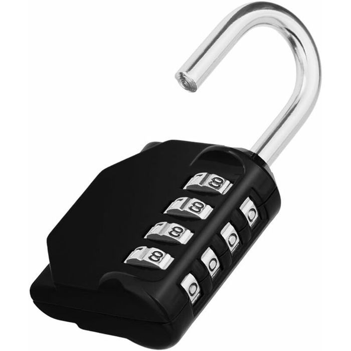 Cadenas à combinaison - YYV - 4 chiffres - Noir - Résistant aux intempéries - Idéal pour casiers