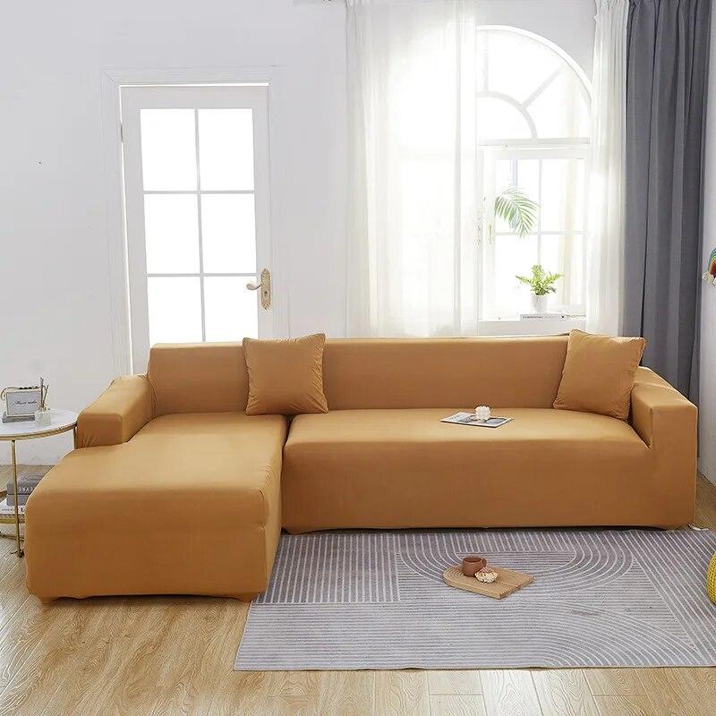 Housses de canapé de couleur unie pour salon, en Spandex, élastiques, modernes, tout compris, housse de chaise, protection de meubles