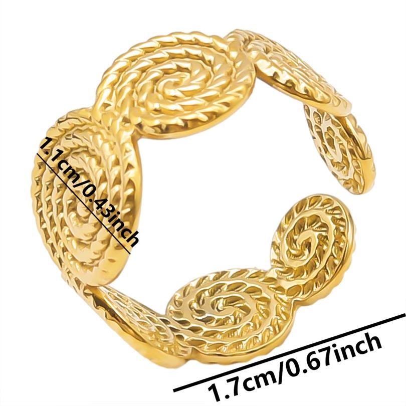 Echtvergoldeter Offener Verstellbarer Ring Echter Stein Edelstahlringe Für Damen Herren Zubehör Geometrischer Schmuck Ringe Geschenk