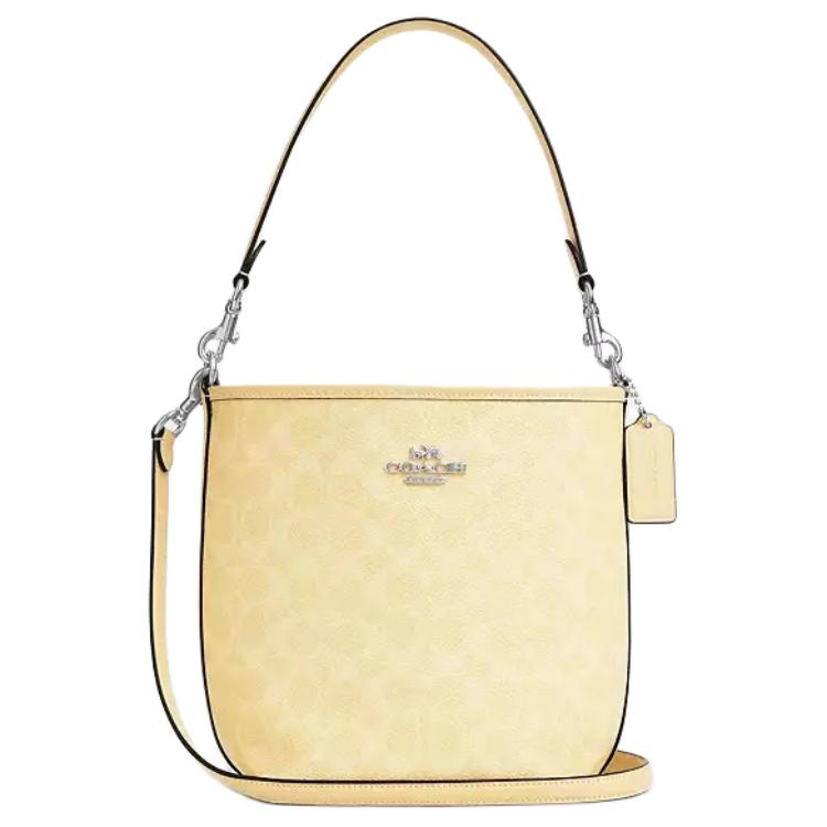 Coach City Bucket 17 Monogram Logo Adjustable Detachable Shoulder Strap Coated Canvas Tote Bag Small Women handbags Hay CT800-SVMN0 Basic Set (Bag+Dust Bag)