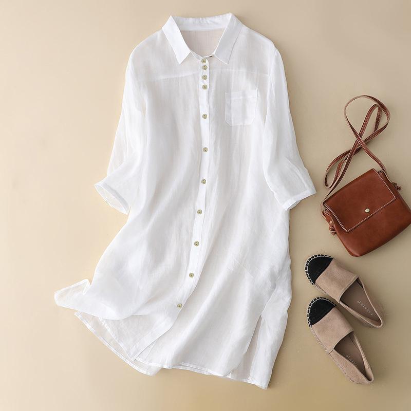 ZANZEA Women Casual Long Sleeve Turn Down Collar Solid Loose Summer Dress   buy the best products in the Ayzeze online store
